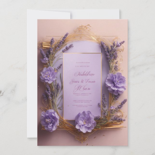Convite para Casamento de Flor de Lavanda Minimali (Frente)