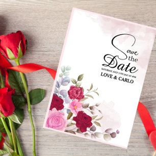 Convite para Casamento de Flor Floral Rosa Persona