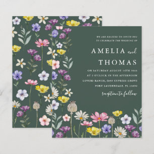 Convite para Casamento de Flor Floral Verde