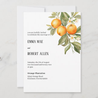 Convite para Casamento de Flor Laranja