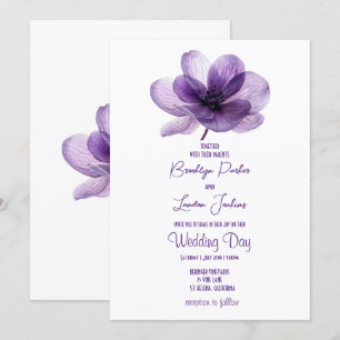 Convite para Casamento de Flor Roxo Gordo
