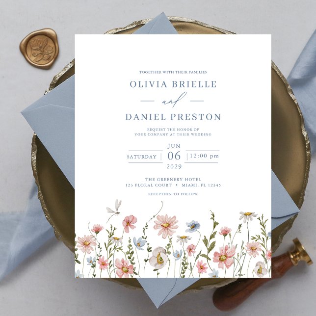 Convite para Casamento de Flor Selvagem Colorida d (Criador carregado)