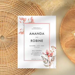 Convite para Casamento de Flor Selvagem de Blush M