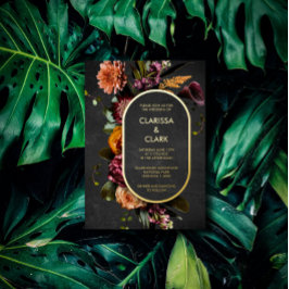 Convite para Casamento de Flor Selvagem Escuro de 