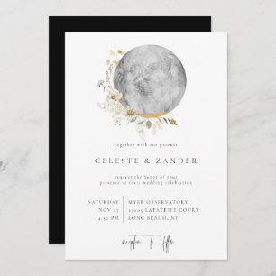 Convite para Casamento de Flor Selvagem Gilded Moo