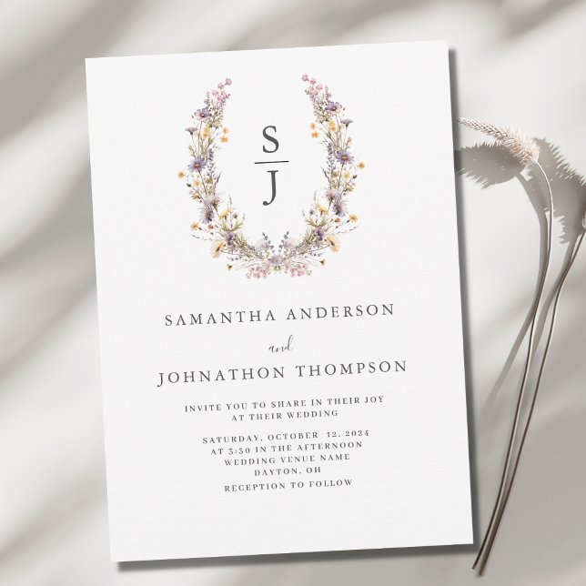 Convite para Casamento de Flor Selvagem Roxo (Criador carregado)