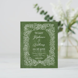 Convite para Casamento de Flor Selvagem Verde de O