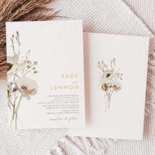 Convite para Casamento de Flor Selvagem Whimsical