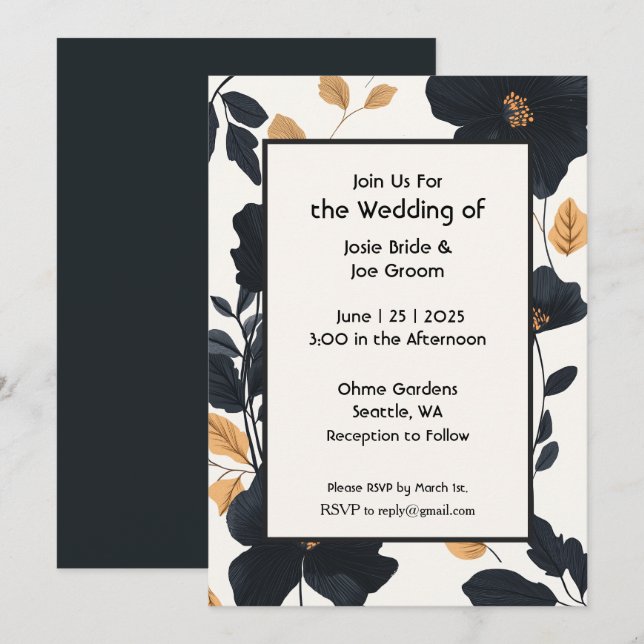 Convite para casamento de flor silvestre amarela n (Frente/Verso)