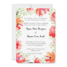 Convite Para Casamento De Flor Vermelha Moderna Po