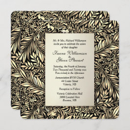 Convite para Casamento de Flora e Fauna de Ouros