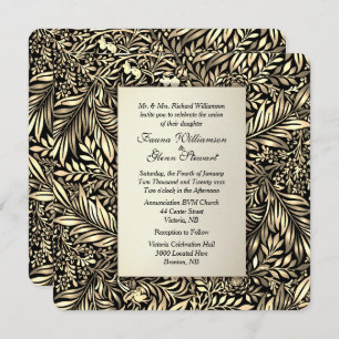 Convite para Casamento de Flora e Fauna de Ouros