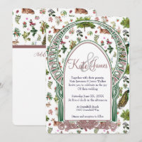 Convite para Casamento de Flora e Fauna Vintage