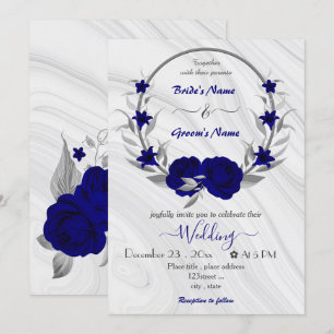 convite para casamento de flores azuis reais