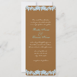 Convite para Casamento de Flores Castanho e Azul