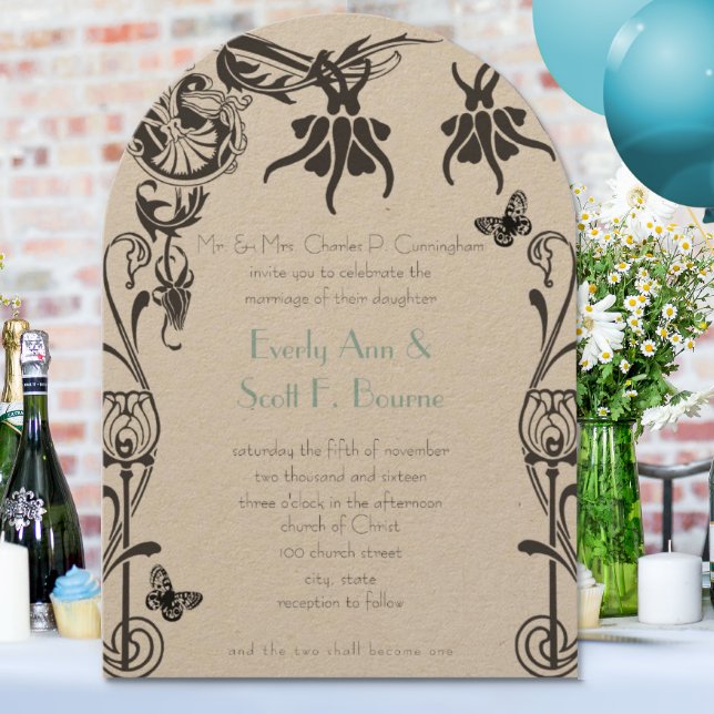 Convite para Casamento de Flores Cristãs Art Deco (Criador carregado)