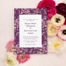 Convite para Casamento de Flores de Água Roxo Mode
