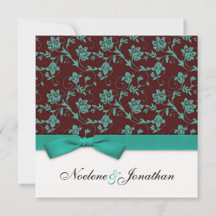 Convite para Casamento de Flores de Arco Teal e Ca