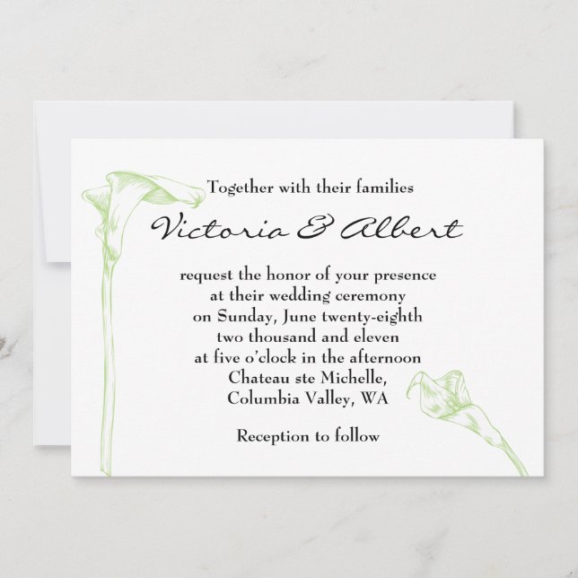 Convite para Casamento de Flores de Arum (Frente)