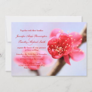 Convite para casamento de flores de cereja rosa