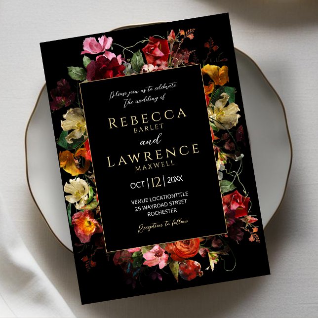 Convite para casamento de flores de moody escuras  (Criador carregado)
