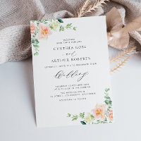 convite para casamento de flores de pêssego aquare