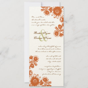 Convite para Casamento de Flores de Russet Orange