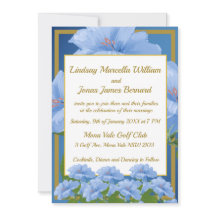 Convite para Casamento de Flores de Trompete Azul