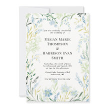 Convite para Casamento de Flores Delicado em Inglê