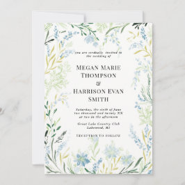 Convite para Casamento de Flores Delicado em Inglê
