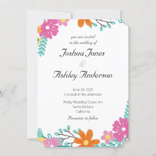 Convite para Casamento de Flores do Coração