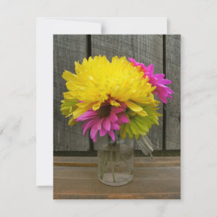 Convite para Casamento de Flores e Barnwood