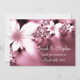 convite para casamento de flores rosa