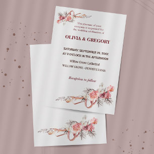 Convite para Casamento de Flores Rosa Elegantes