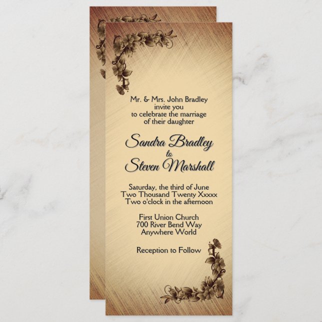 Convite para Casamento de Flores Russas Profundas (Frente/Verso)