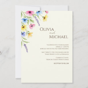 Convite para Casamento de Flores Selvagem Minimali