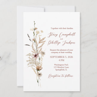 Convite para Casamento de Flores Selvagens