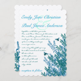 Convite para Casamento de Flores Selvagens Azuis V