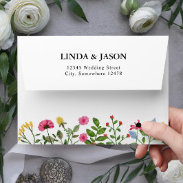 Convite para Casamento de Flores Selvagens Colorid