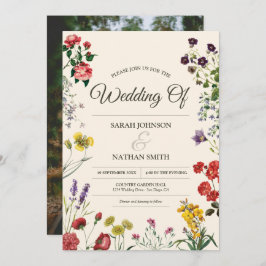 Convite para Casamento de Flores Selvagens com Fot