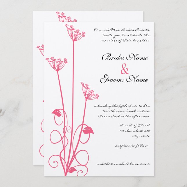 Convite para Casamento de Flores Selvagens Cristãs (Frente/Verso)