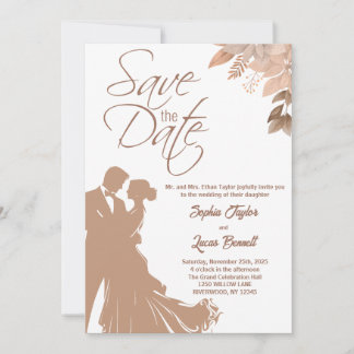 Convite para Casamento de Flores Selvagens e Noiva