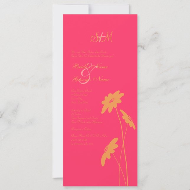 Convite para Casamento de Flores Selvagens Laranja (Frente)