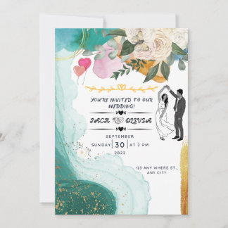 Convite para Casamento de Flores Selvagens Moderna