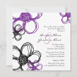 Convite para Casamento de Flores Selvagens Roxas e