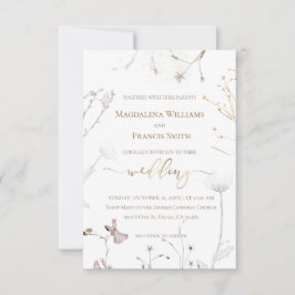 convite para casamento de flores silvestres