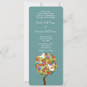 Convite para Casamento de Flores Verdes Azuis e Ab