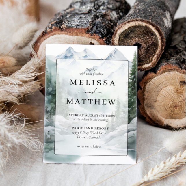 Convite para Casamento de Floresta de Aquarelas de (Criador carregado)