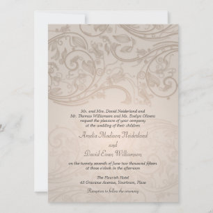 Convite para Casamento de Flourish Taupe