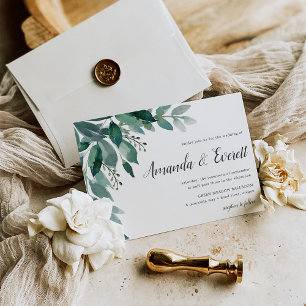 Convite para Casamento de Folhagem Abundante